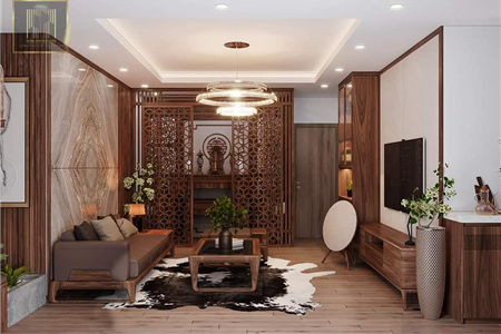 THIẾT KẾ VÁCH NGĂN GIỮA PHÒNG THỜ VÀ PHÒNG KHÁCH