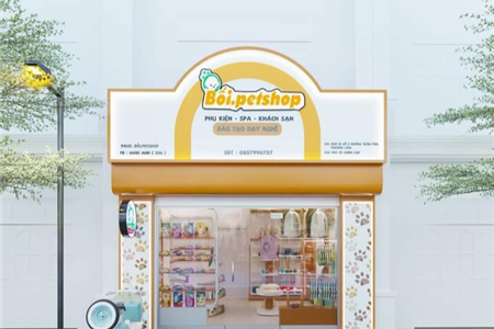 Thiết kế thi công nội thất và biển hiệu shop thú cưng xinh xỉu giá rẻ tại Hải Phòng