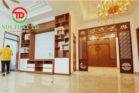 THIẾT KẾ THI CÔNG NỘI THẤT PHÒNG KHÁCH NHÀ 3 GIAN SIÊU ĐẸP RẺ TẠI HẢI PHÒNG