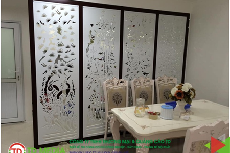 Giải pháp chia phòng hiện đại với vách trang trí phòng khách đẹp