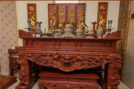 20 mẫu siêu phẩm ban thờ, nhang án chất liệu gỗ hương đỏ cao cấp