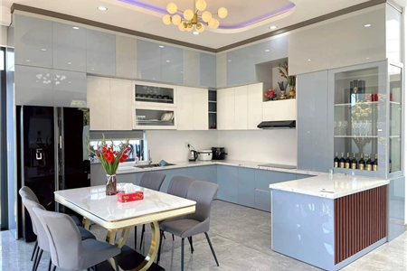Tủ bếp inox cánh kính cao cấp đẹp tại Hải Phòng