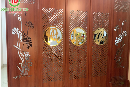 Mẫu vách gỗ di động phòng thờ, nhà hàng, spa đẹp
