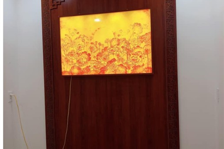 10 mẫu tranh đèn hoa sen kết hợp vách phòng thờ đẹp