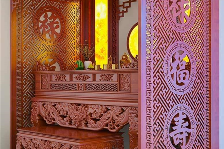 Thiết kế thi công phòng thờ nhà chung cư có ban lớn và ban thờ phật chuẩn tại Hải Phòng