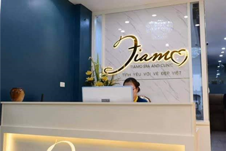 Thiết kế thi công quầy và backdrop lễ tân spa đẹp tại Hải Phòng