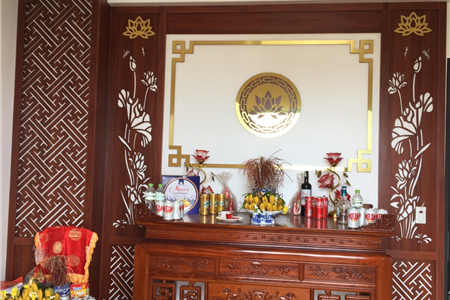 Làm vách sau ban thờ trang trí cho khách hàng Đằng Hải - Hải Phòng